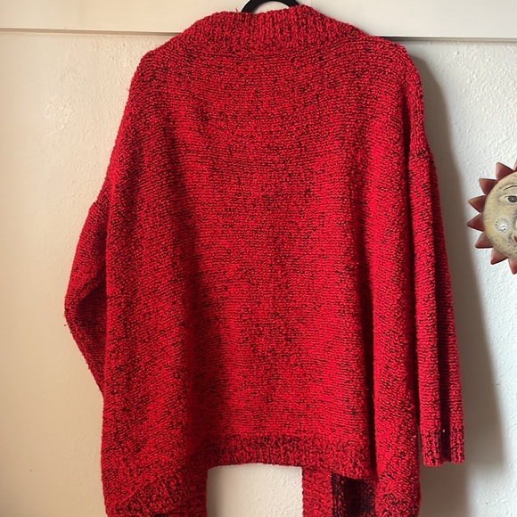 Vintage red acrylic open front knit cardigan - Picture 5 of 6